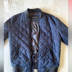 ZARA MAN VELVET bomber jacket. Color: deep blue. Size: L.